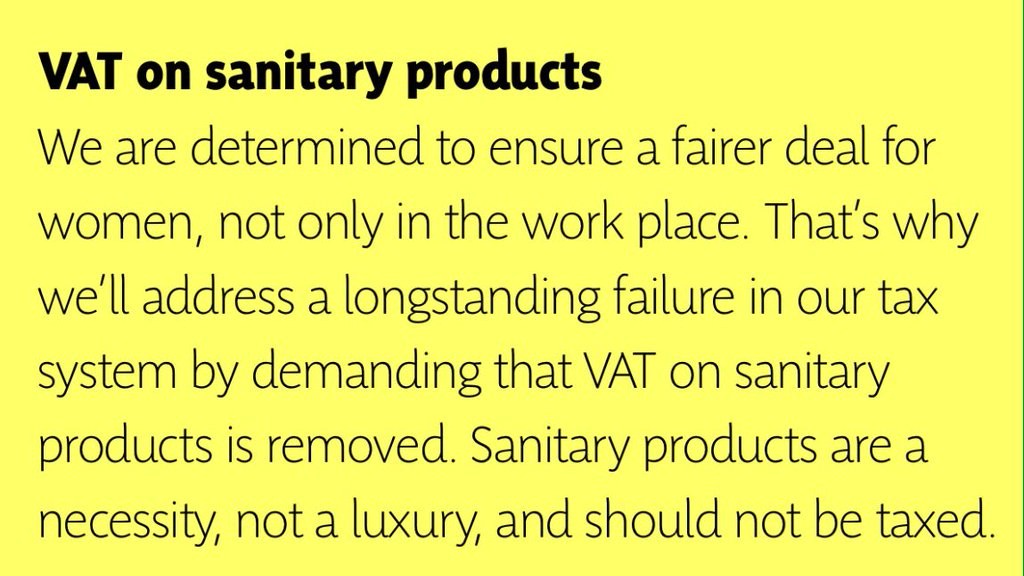 Tampon tax in the manifesto