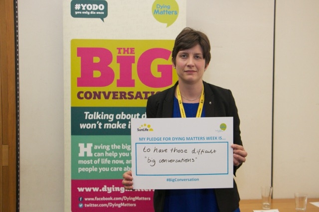 Alison Thewliss MP pledging her support to the Dying Matters campaign