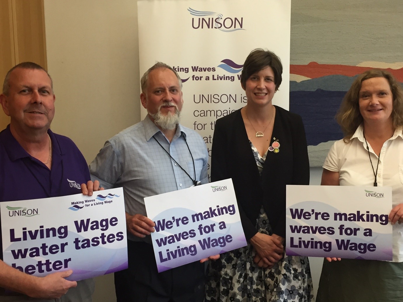 Alison Thewliss MP campaigning for a Living Wage in the Water Industry with representatives from the trade union Unison.